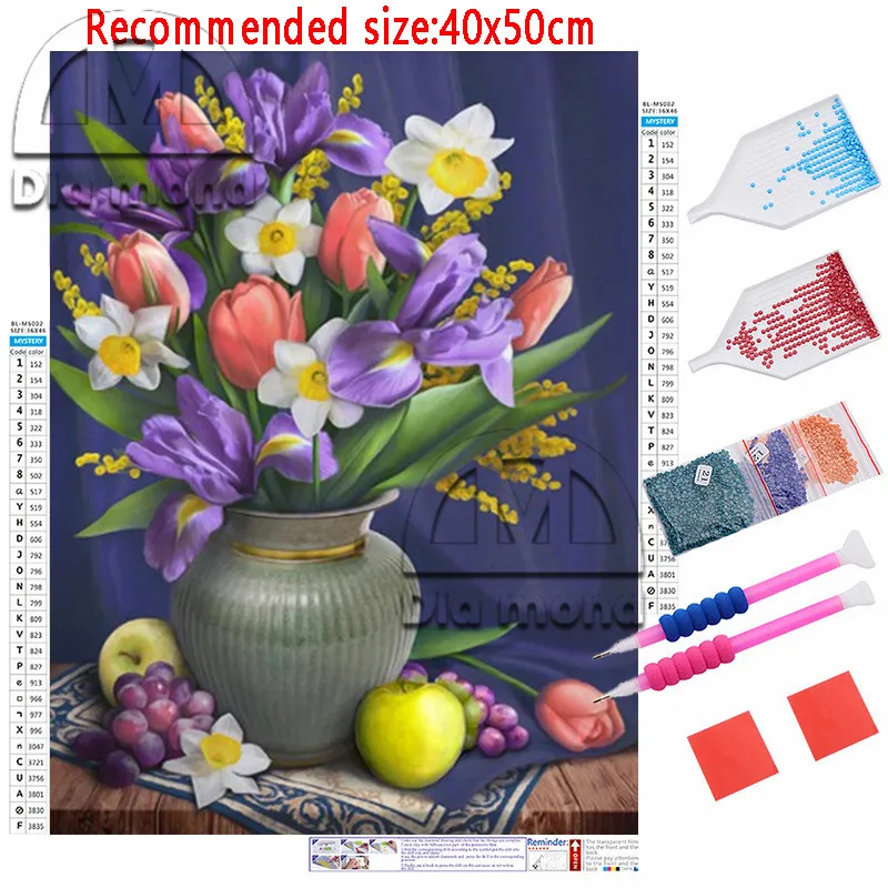 

Diamond Embroidery Cross Stitch Full Drill Flower Vase Vintage Wall Art Diamond Painting Mosaic Rhinestone Pictures Home Decor