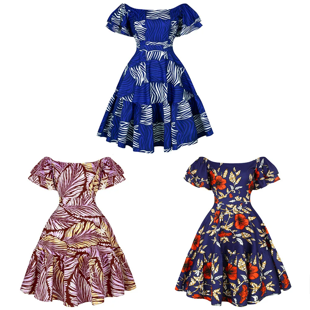 

Women's African short Dresses Dashiki Ankara Summer Maxi Sundress Elegant Batik Traditional African Clothing 2