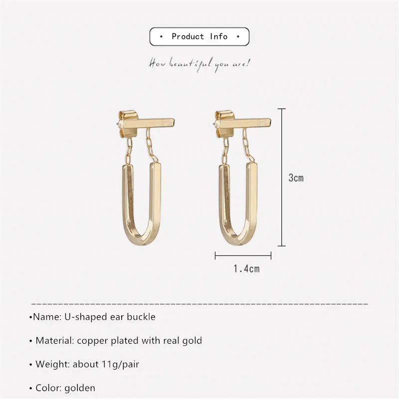 

Women Drop Earrings South Korea's Dongdaemun U-shaped Ear Buckle Design Fresh Simple Stylish and Glossy Individual HANGZHI 2021