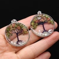 fine natural stone pendants reiki heal tree of life unakite crystal charms for jewelry making women necklace earrings gifts