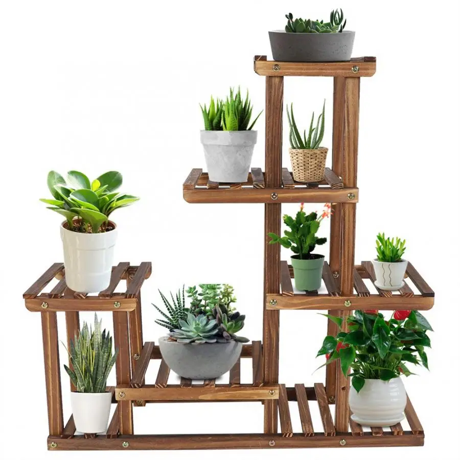 

Multi-tiers Flower Plant Holder Stand Rack Wooden Plant Stand Balcony Garden Flower Plant stand Bonsai Display Shelf