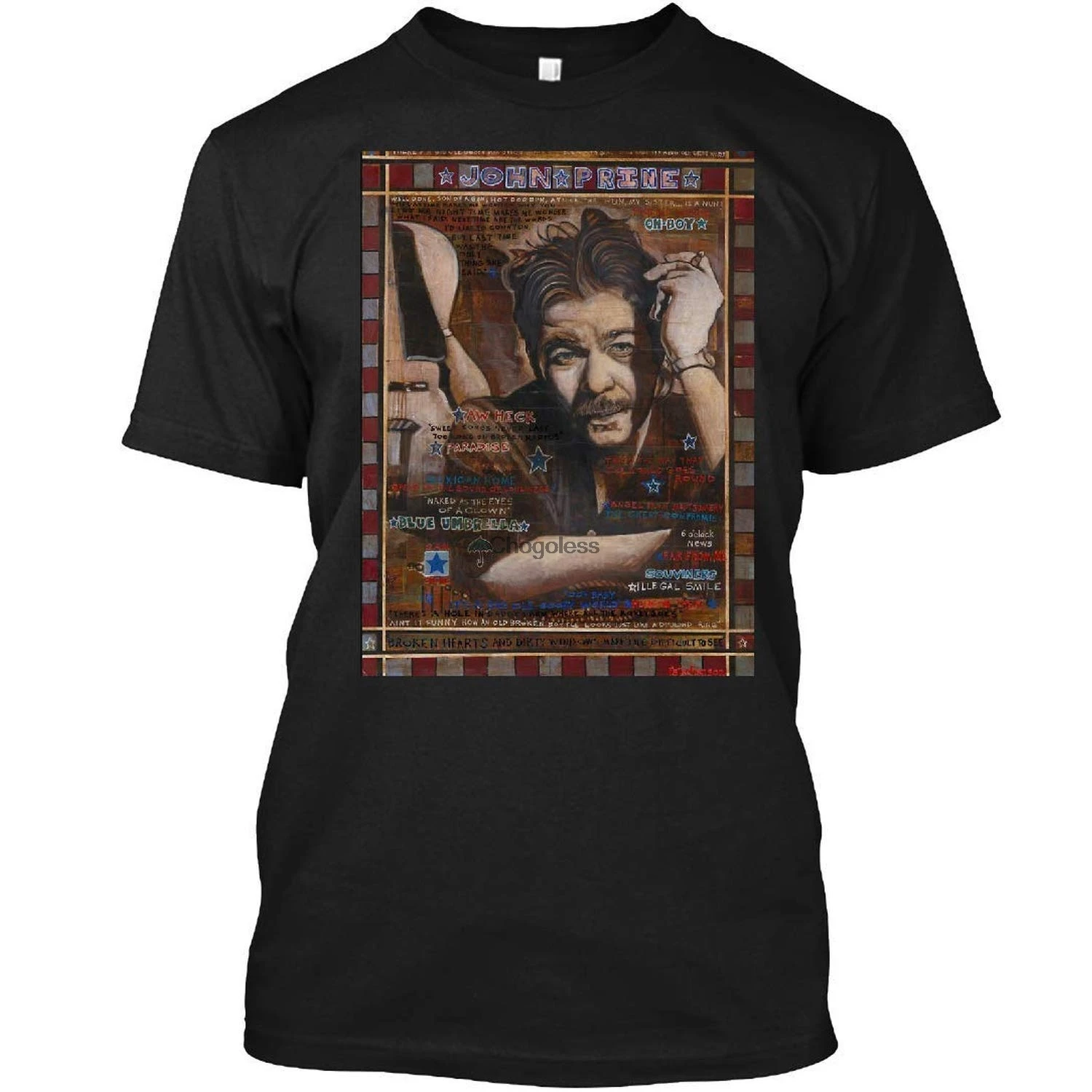 

John Prine 3 DMN camiseta negro