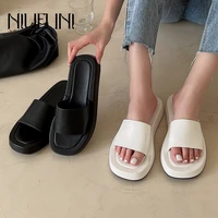 niufuni women slippers summer outdoor beach flip flop open toe flats casual low heel leisure sandal female slides black white