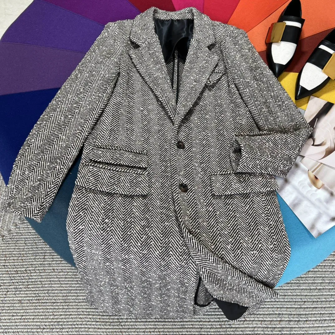 

High-end Twill Tailored Coats for Women Commute Blazer Coat Top Quality 3D Cut Lapel Long Sleeve Slim Suit Coat Lady Winter 2021