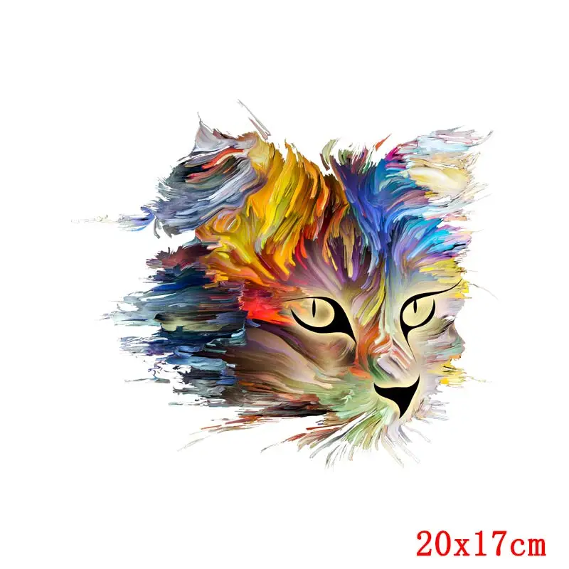 Красочные Животные Собака Кошка железо на тепло винил Передача для одежды