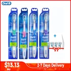 Электрическая зубная щетка Oral-B Cross Action, отбеливание зубов, ультразвуковая зубная щетка, не перезаряжаемая, двойная очистка, 4 сменные насадки, подарок