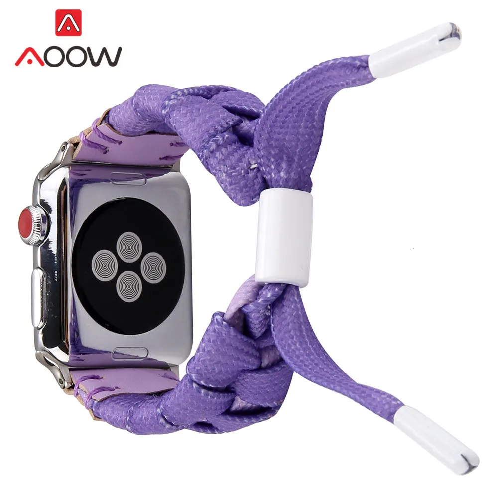 Модный креативный нейлоновый кожаный ремешок для часов для Apple Watch 38 мм 42 мм 40 мм 44 мм плетеный браслет ремешок для iwatch 1 2 3 4