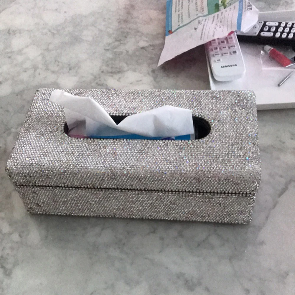 Алмазная клееная кожаная коробка для салфеток автомобиля шикарный роскошный