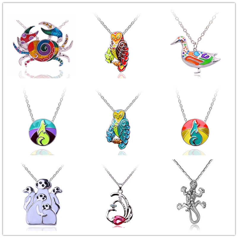 Ожерелье с подвеской в виде совы лягушки утки животного готическое ожерелье для