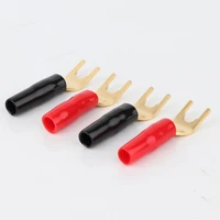 12 pcs high quality gold plated spade plug speaker cable spade connector terminal plug
