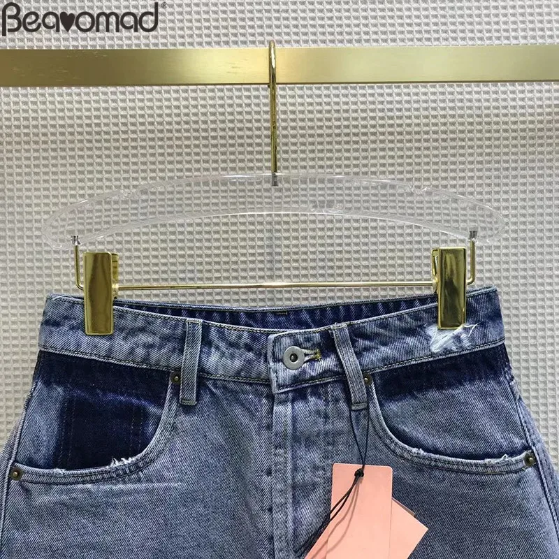 Beanomad 2021 Summer Woman Fashion Blue Casual Pockets Summer Female Casual Vacation Denim Shorts