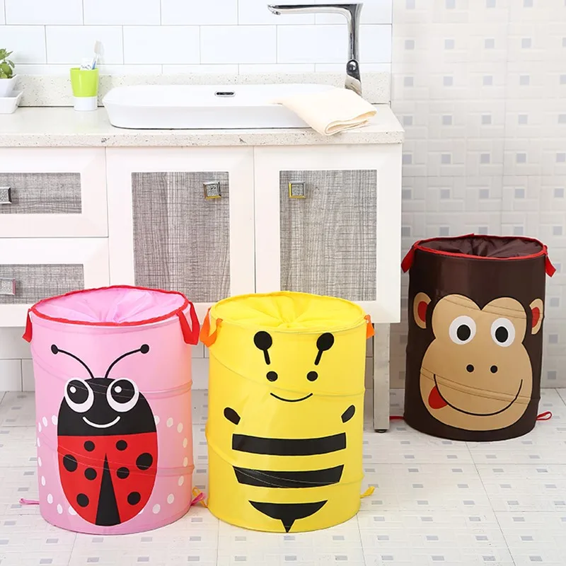 Foldable Large Capacity Storage Baskets Creative Cute Non-woven Fabrics Dirty Clothes Laundry Bag Cartoon Children Toys Holders | Дом и сад