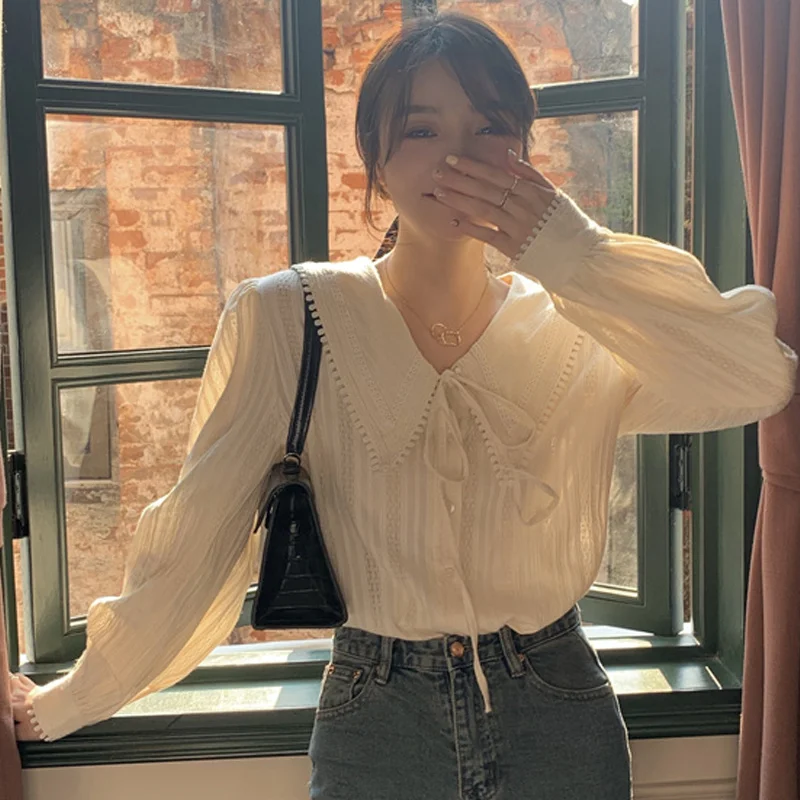 Детская рубашка с воротником Женская раннего дизайна чувство нишевой длинным