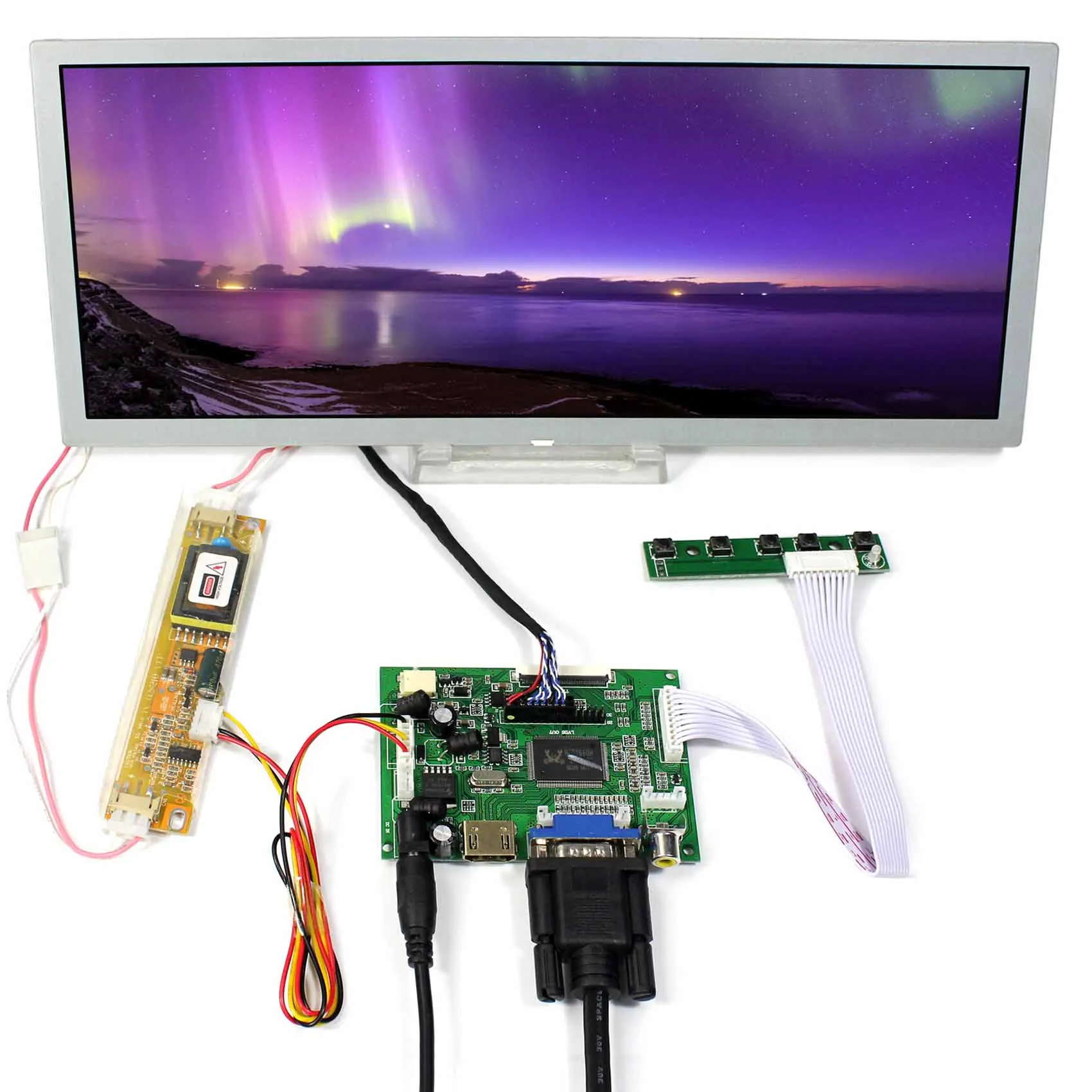 HD-MI VGA 2AV LCD Driver Board 12.3inch 1280X480 LQ123K1LG03 LCD Screen For Arcade Machines / Car Monitor work with raspberry pi