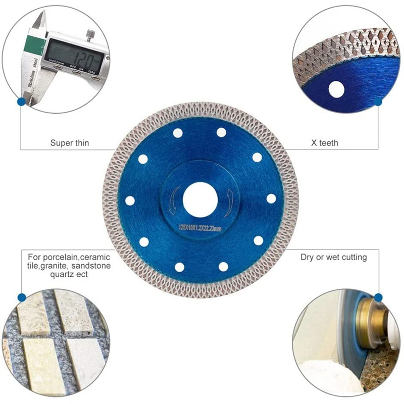3Pcs 125mm Turbo Diamond Circular Saw Blade Disc for Wood Cutting Ceramics Porcelain Tiles Angle Grinder |