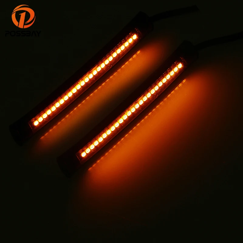 

POSSBAY Universal Flexible LED Motorcycle Turn Signal Light Amber Stop DRL Strip Indicator Flashing Car Styling Tail Lights