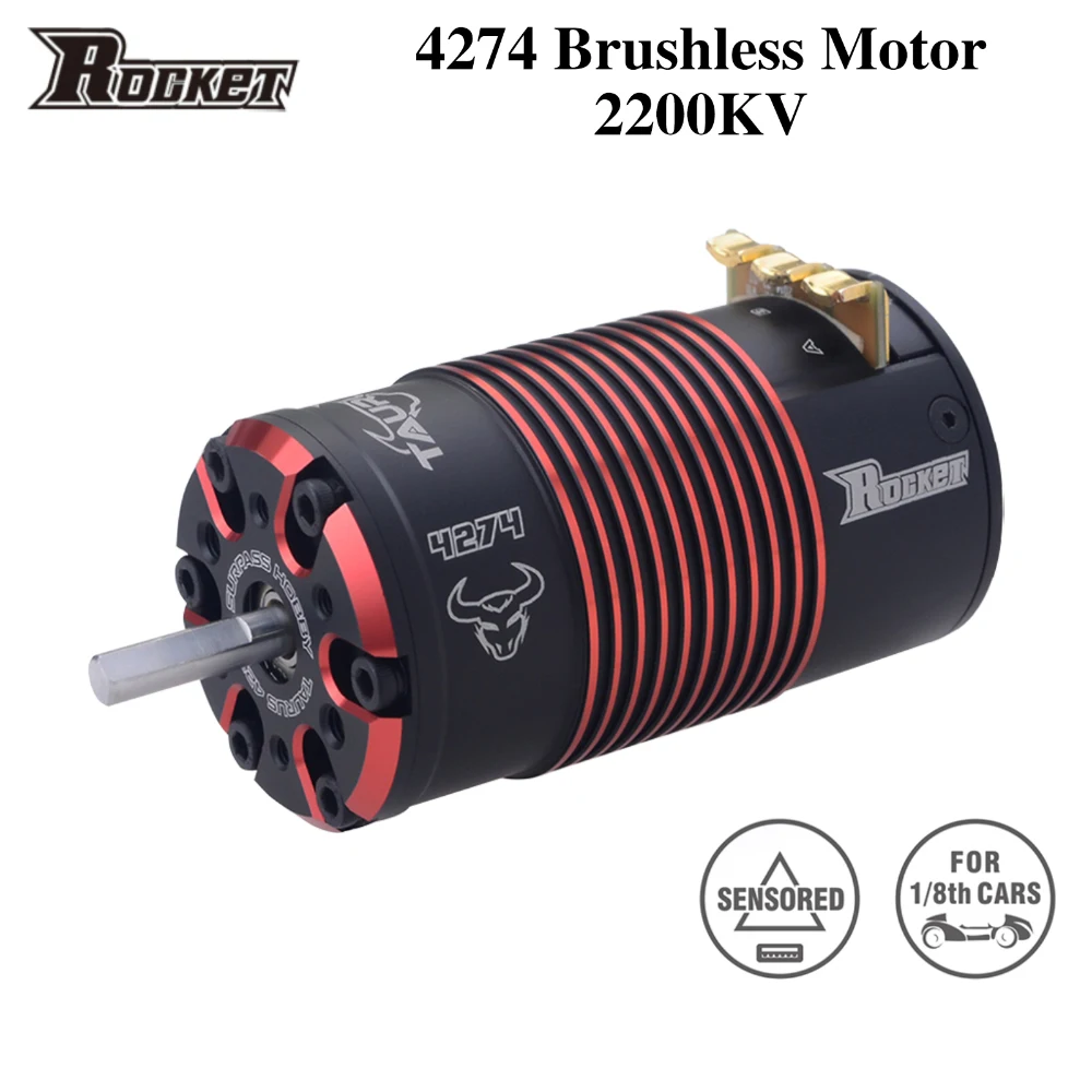 

Hot Sale Rocket 4268 4274 V2 2700KV 2200KV Sensored Brushless Motor for 1/8 RC Car On-road Off-road Buggy &Monster Tuck