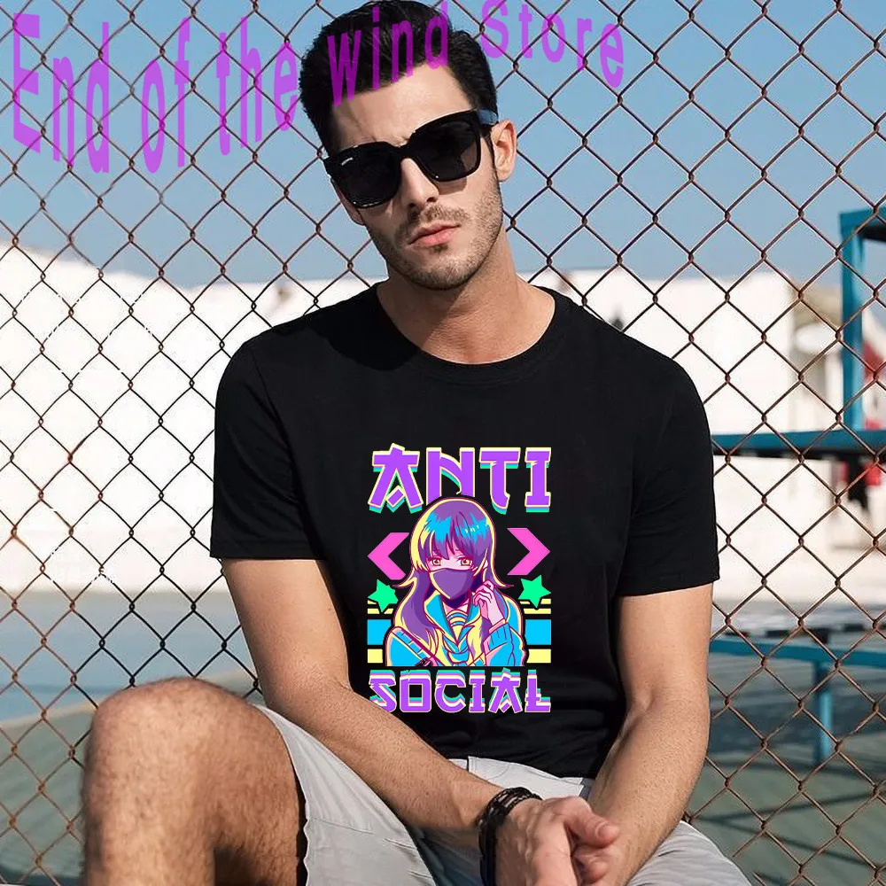 

Classic Plain Japanese English Text T-shirt Unisex Simple Letters t shirts women Blue Butterfly Lady Tops 100% Cotton Female/Man