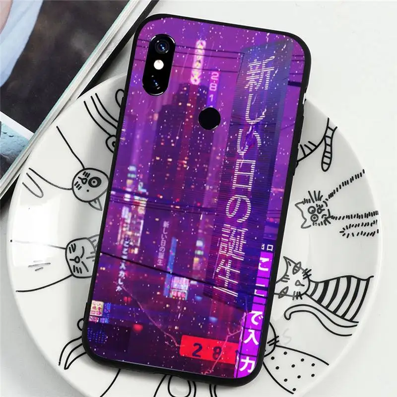 

Japanese Vaporwave Glitch Anime Phone Case For Xiaomi Redmi note 7 8 9 t k30 max3 9 s 10 pro lite