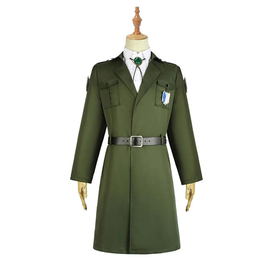 

Attack on Titan Levi Eren Cosplay Costume Scouting Legion Trench Coat Uniform Badge Suit Halloween Carnival Costumes