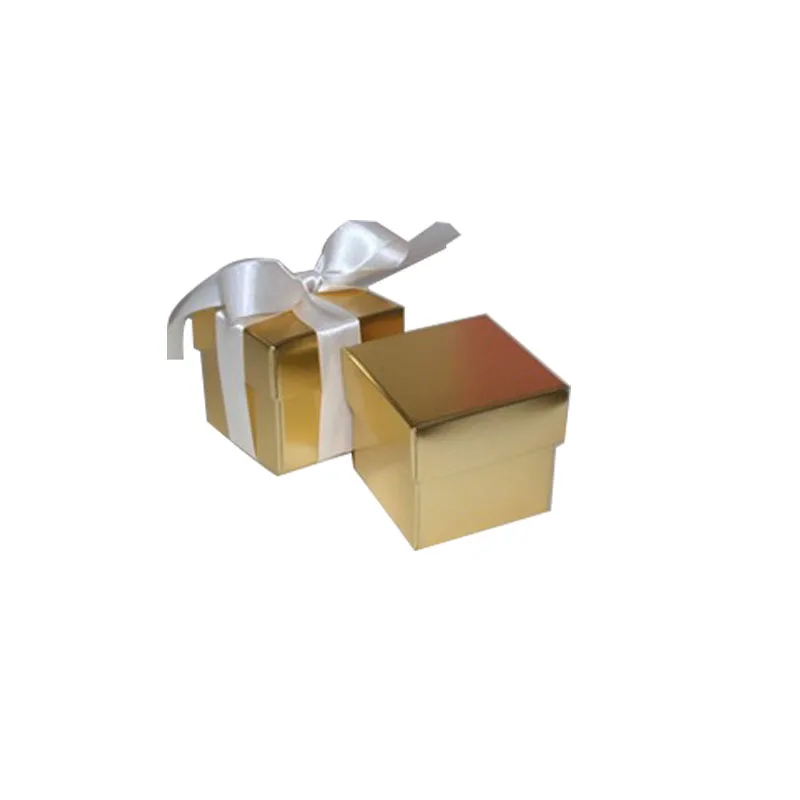 Georgeous Gold Color Wedding Favor Box With white ribbon 100PCS/LOT party gift favour candy box | Дом и сад