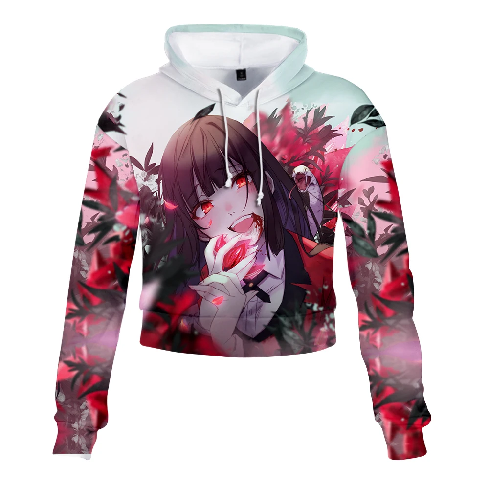 Kakegurui Короткая Толстовка с капюшоном Модный милый сексуальный женский тренд из