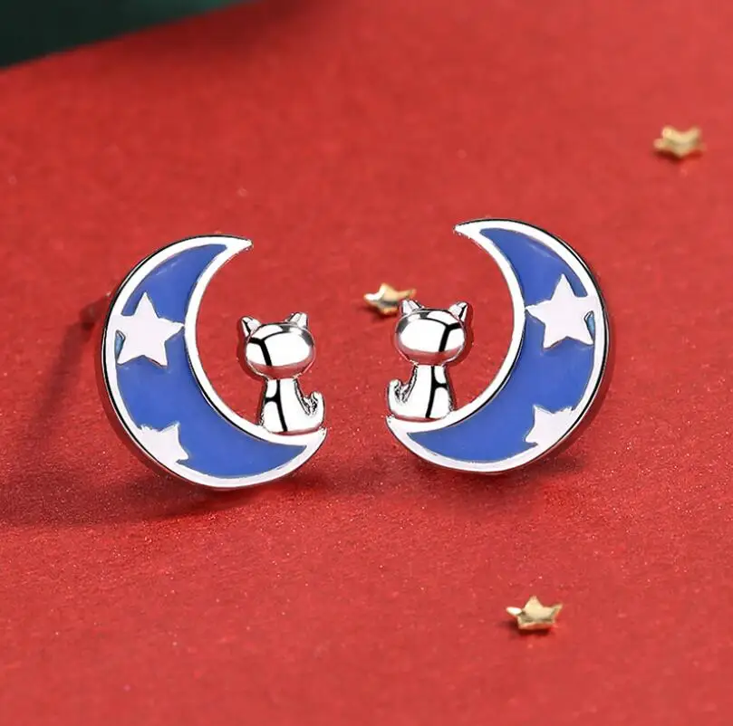Милые корейские серьги в виде животных милые котенка легкие ювелирные изделия |