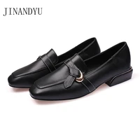 size 43 square toe slip on leather casual shoes woman flats loafers korean fashion shoes women pumps high quality office shoe