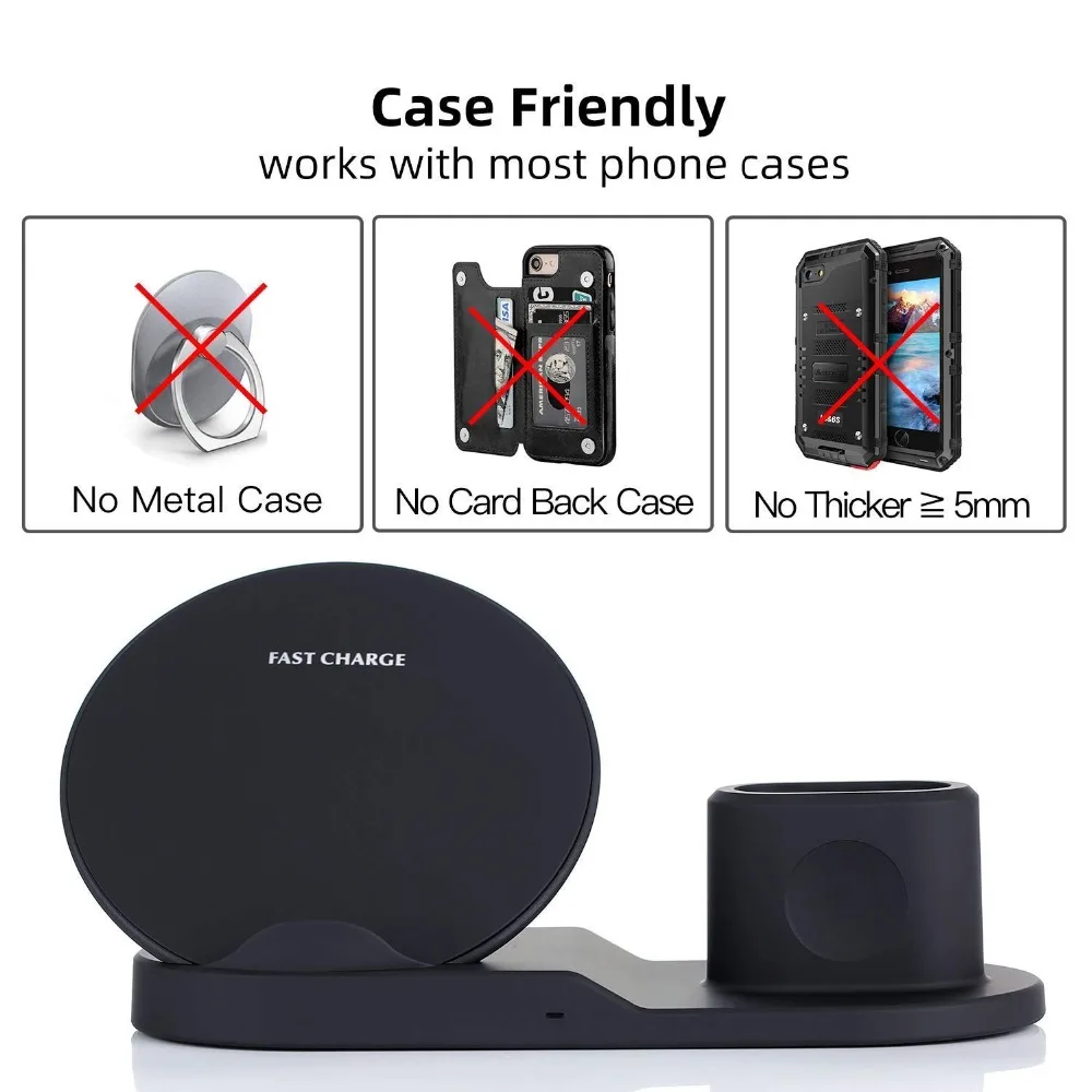 3 в 1 Qi Беспроводная Быстрая зарядка док-станция Подставка для Airpods Apple Watch 4 3 iPhone 8 X XS Max XR 10 Вт Быстрая зарядка для samsung S9 S8 S7