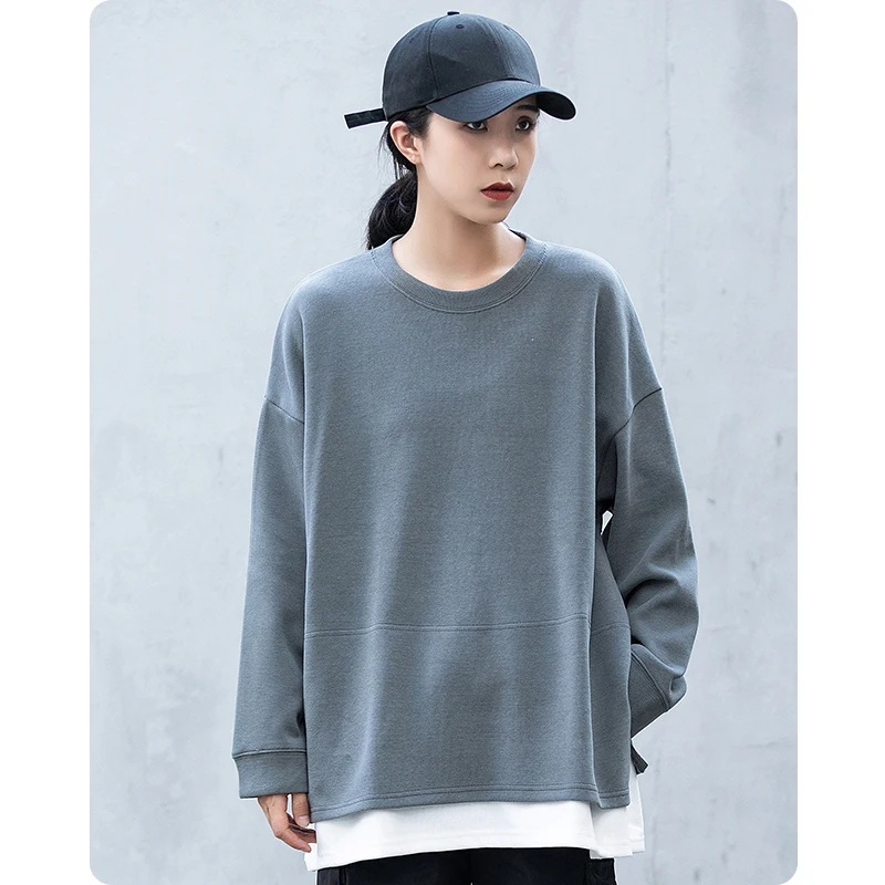

Autumn Gothic shirt Round neck fake two pieces Fork Men's clothes Harajuku streetwear oversized High Street Hiphop Sweatshirt
