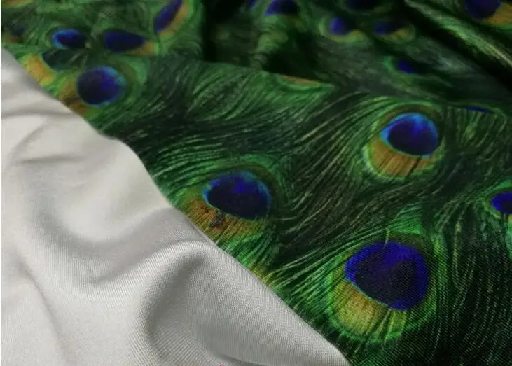 Зеленое перо павлина спандекс/лайкра хлопок трикотажная эластичная ткань сделай