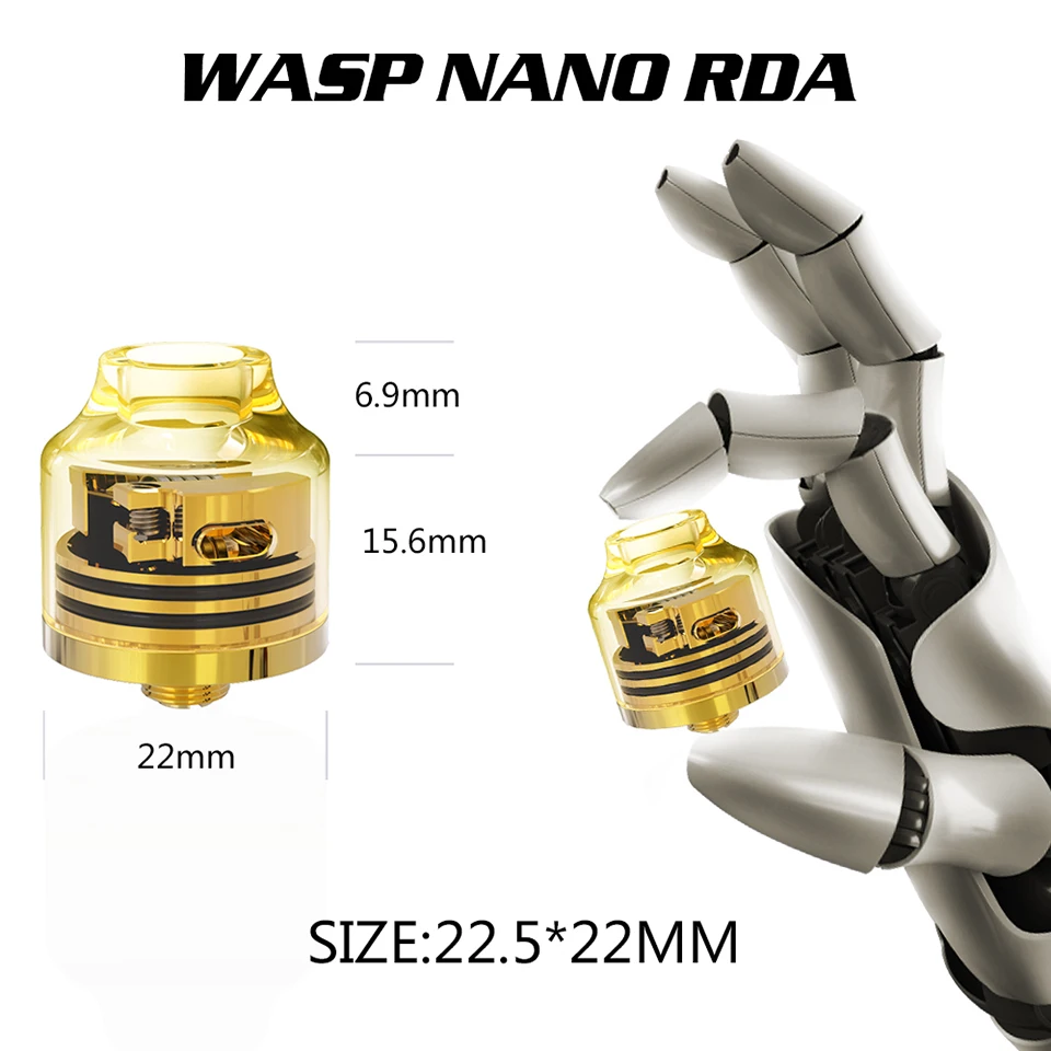 Original OUMIER WASP NANO RDA Tank 22mm Diameter Rebuildable Adjustable Airflow Atomizer For 510 Thread Pin Squonk Box Mod | Электроника