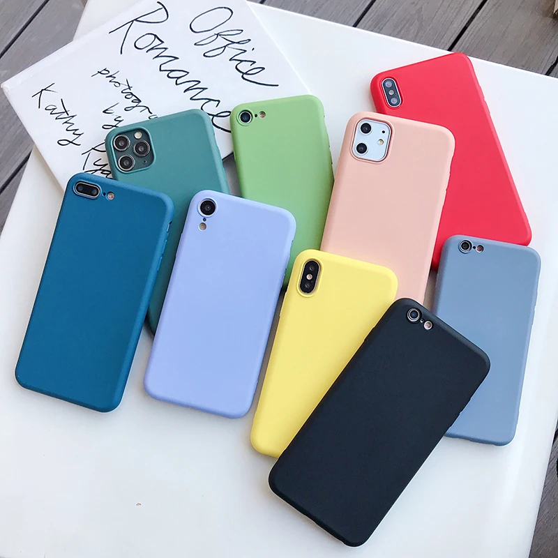

Luxury Color TPU Phone Case For iPhone 11 Pro 8 Plus 7 6 6S X XS Max XR 12 mini Matte Soft Silicone Back Cover Shell Coque Funda