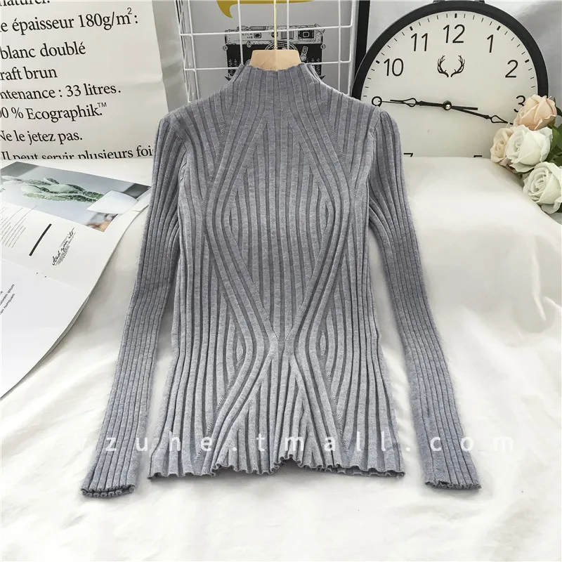 

Gentle Sweater 2021year Stand Collar Knitwear Autumn New Thin Bottoming Shirt Slim Long Sleeve Top Women