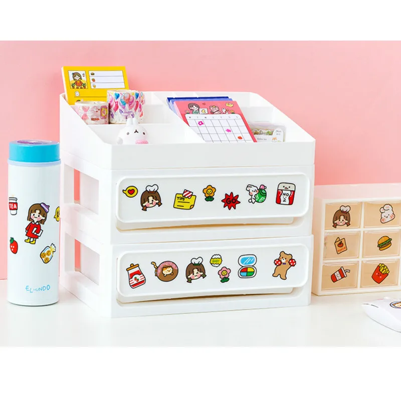 

4 Sheet/pack Cartoon Label Kawaii Diary Handmade Adhesive Paper Stickers Scrapbooking Cute Stationery Album Decorative Decals