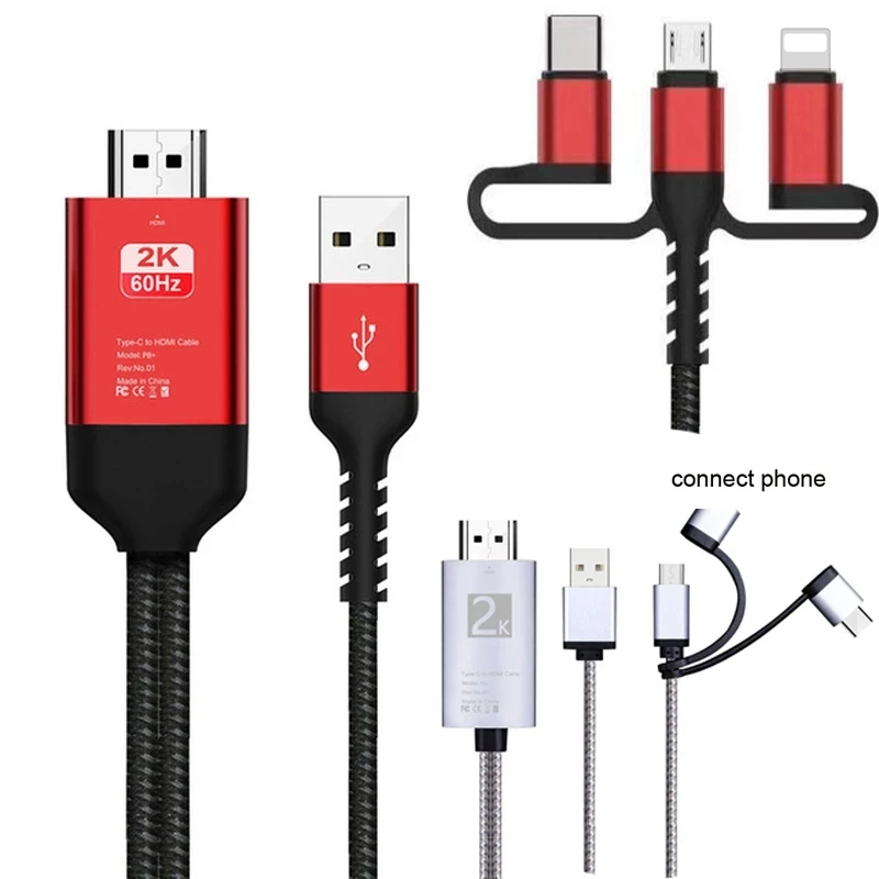 HD 1080P USB беспроводной Wifi зеркальный экран адаптер кабель для iPhone 11 12 13 8 iPad iOS Micro Type C