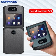 For Motorola Moto Razr 5G Case Luxury Genuine Leather Plastic PC Full Protective Back Case For Moto Razr 5G 2020 Version Cover