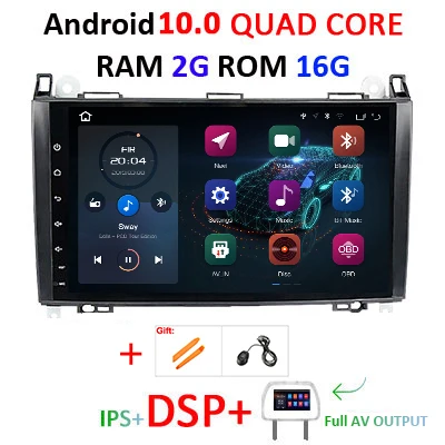 DSP ips 9 ''автомобильный мультимедийный плеер android 10 gps радио для Mercedes Benz B200 A B класс W169 W245 Viano Vito W639 Sprinter W906 - Цвет: 2G 16G IPS DSP FULL