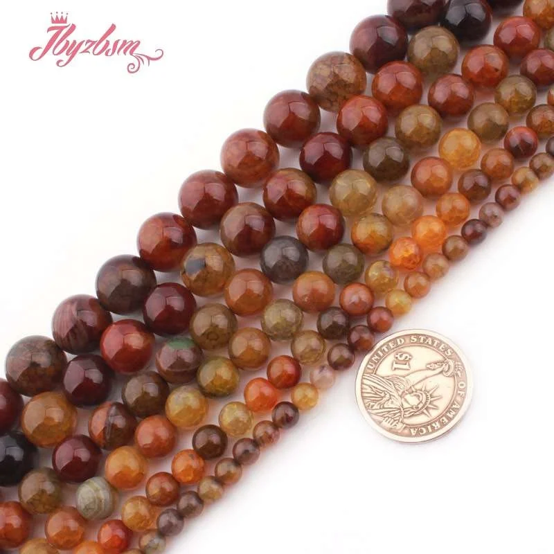 Гладкие Круглые Бусины из натурального агата с трещинами для самостоятельного