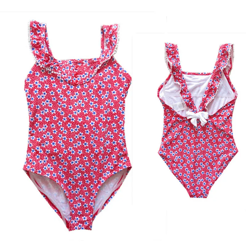 One-Piece Girl's Swimming Suit Cute Bow Back Lace Soft Touch Children's Swimsuit  bathing suit