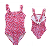 one piece girls swimming suit cute bow back lace soft touch childrens swimsuit bathing suit