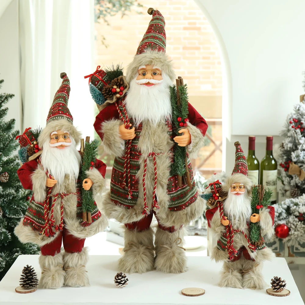 

2022 New Year Christmas Decorations Doll Santa Claus Merry Christmas Room Decor Children Gifts Stands for child 30/45/60 Cm