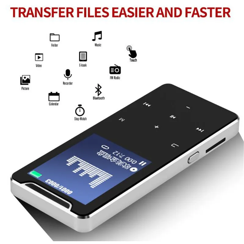 Беспроводной Bluetooth Hi Fi HD MP3 MP4 плеер 1 8 дюйма стереонаушники с микрофоном и басами