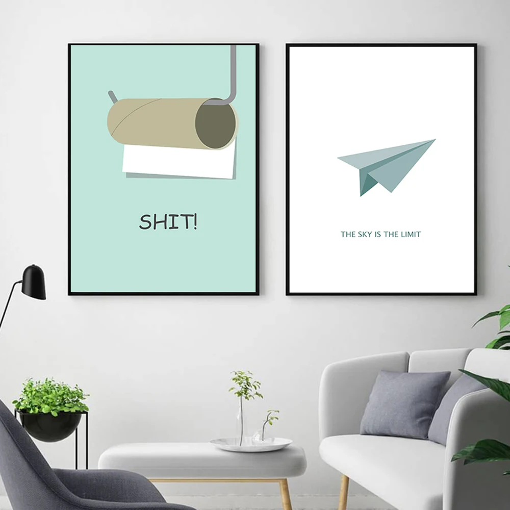 

Paper Airplane Paper Roll Poster White green Canvas Painting Modern Art Print Norbic Wall Picture For Living Room Home Decor