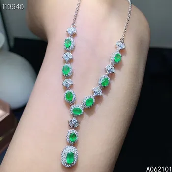KJJEAXCMY fine Jewelry 925 Sterling Silver Natural Emerald Girl vintage gemstone Pendant Necklace Support Test Chinese style