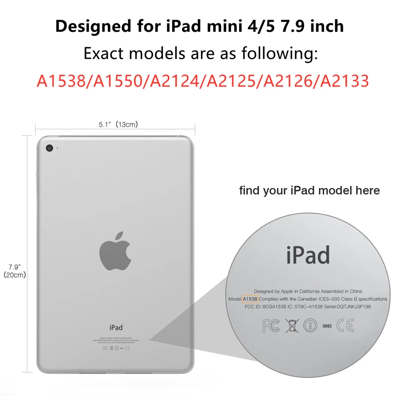 Для Apple iPad Mini 5 Чехол многоразовый из искусственной кожи умный чехол для iPad Mini 4 волшебный Флип Жесткий чехол с подставкой