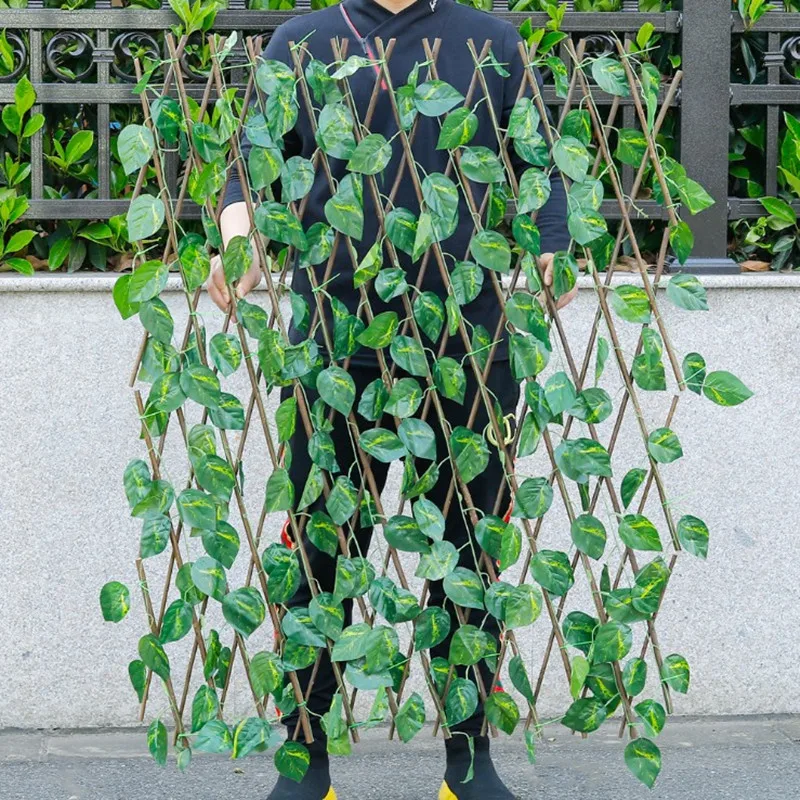

Retractable Garden Fencing Trellis Artificial Wood Vines Climbing Frame Outdoor Decor Plant Fence Greenery Walls Hanging Panels