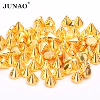 junao 8mm 10mm gold color punk rivets plastic studs spikes decorative rivet for leather clothes bags jewelry making crafts