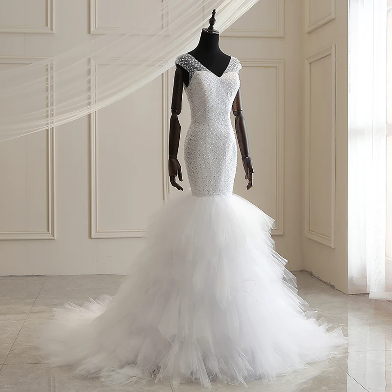 

2021 New Africa Design Mermaid Wedding Dress Clear Stock Pure White Size 6 8 Design For Choice