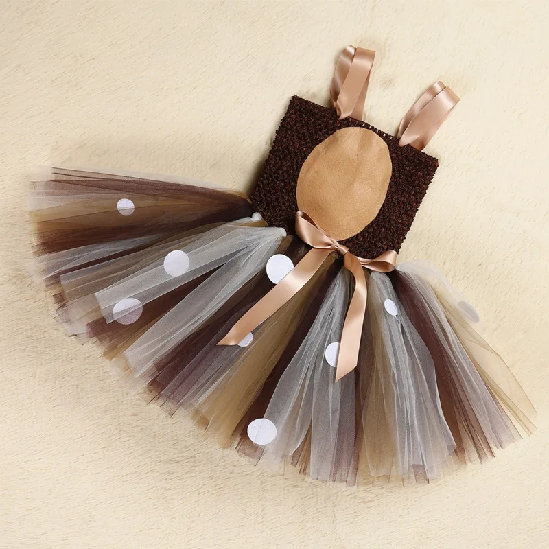 Christmas Little Girls Eve Xmas Dress up Party Dresses Kids Deer Animal Costume New Year Tutu with Headband 2-8 Years | Тематическая